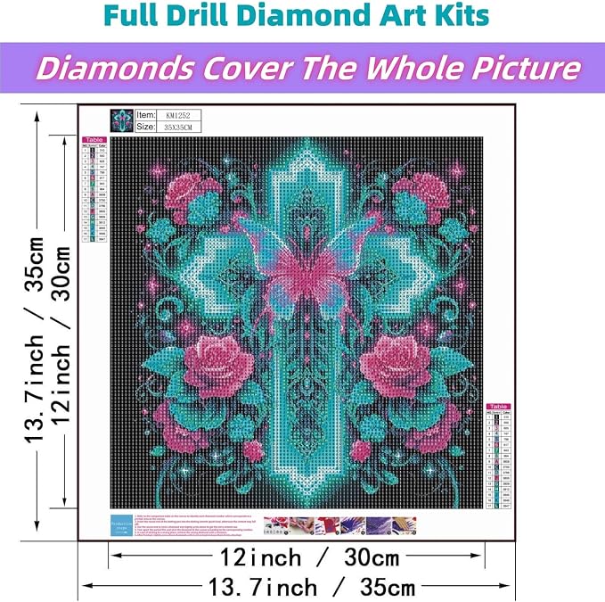 Diamond Art Kits for Adults,Glowing Cross Diamond Painting,13.7X13.7inch