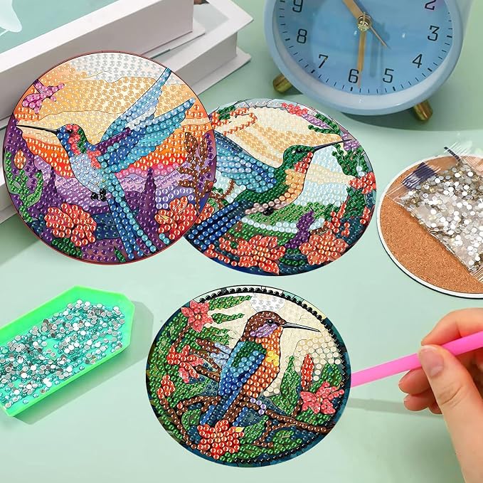 mrpwnle 8 Pack Diamond Art Coasters Kits, Diamond Painting Coasters