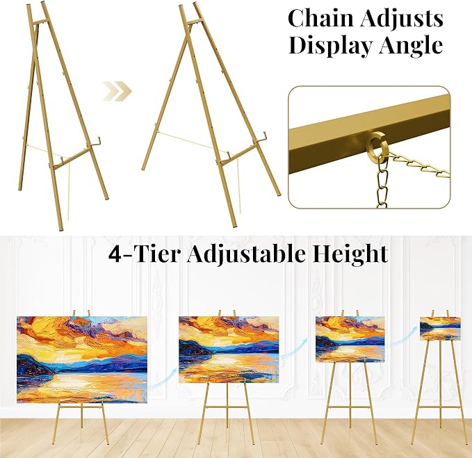 Ndsox Gold Easel Stand for Sign, 4-Tier Adjustable Easel Display Stand