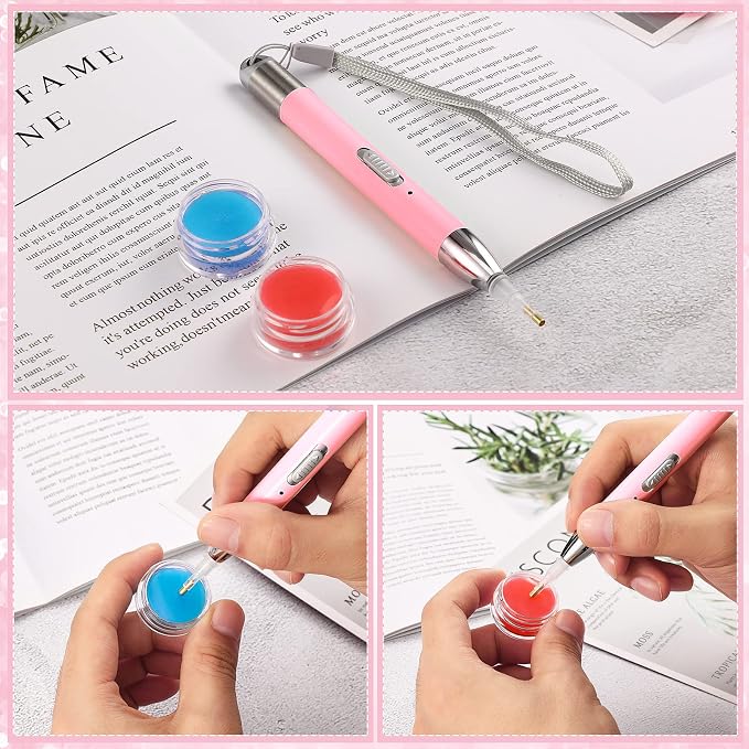 Chuangdi 2 Pcs Diamond Painting Art Drill Pen with Light,Blue, Pink