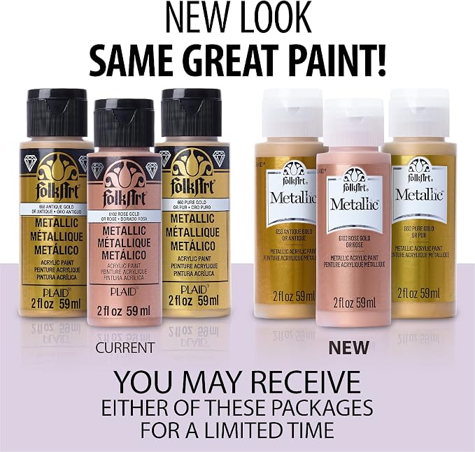 FolkArt Metallic Acrylic Craft Paint, Sparkling Fuschia 2 fl oz Premium Metallic Finish Paint, Perfect For Easy To Apply DIY Arts And Crafts, 36272