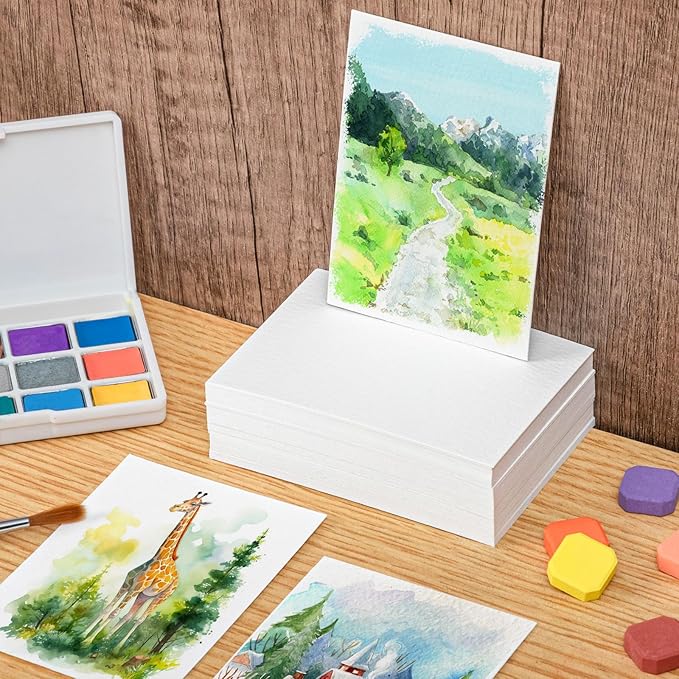 80 Sheets Watercolor Paper, 2.5 x 3.5 in, 110 Lb/230 GSM, Cold Press