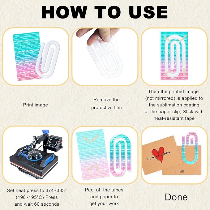 10 Pack Sublimation Blanks Acrylic Paper Clips, 3" x 1.2" Paper Clips Clear for Heat Transfer DIY Design, School Classroom Stationery Office, Home Gift Crafts Supplies