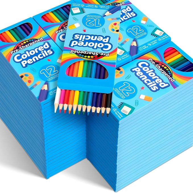Jyusmile 1152 Count Colored Pencils Bulk, 96 Pack Coloring Pencils for Kids | 12 Assorted Colors, Pre-sharpened, Back to School Supplies for Teachers, Classroom Prizes, Drawing Art Supplies