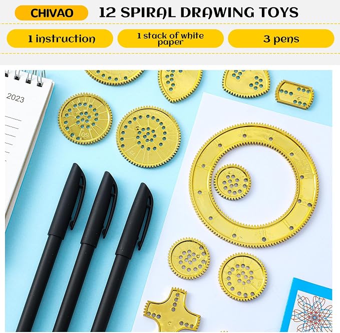 Chivao Spiral Art Kit Circle Stencils Drawing Tool Geometric Ruler,Modern