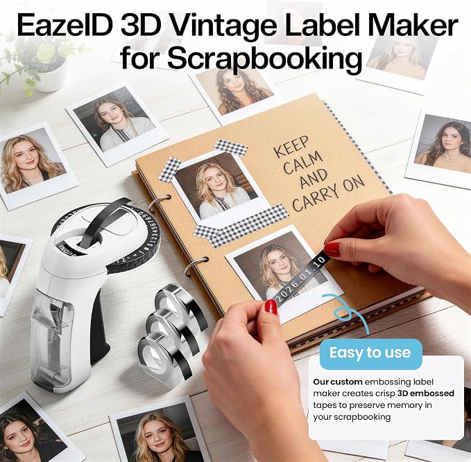Embossing Label Maker with 5 Tapes, Scrapbook Junk Journal Supplies Kit