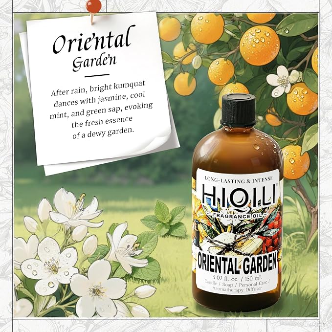 HIQILI Oriental Garden Fragrance Oil for Candle & Soap Making, Inspired by H.er-mes Le-Jrn deMonsr-Li, Luxury Hotel Scents for Essential Oil Diffuser, Aromatherapy - 5.07 Fl Oz (Pack of 1)