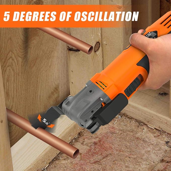 ENERTWIST 4.2 Amp Oscillating Multitool Kit with 31pcs Saw Accessories | 5° Oscillation Angle, 6 Variable Speed, Auxiliary Handle, Carrying Bag, Quick Change Accessory Powerful Oscillating Saw