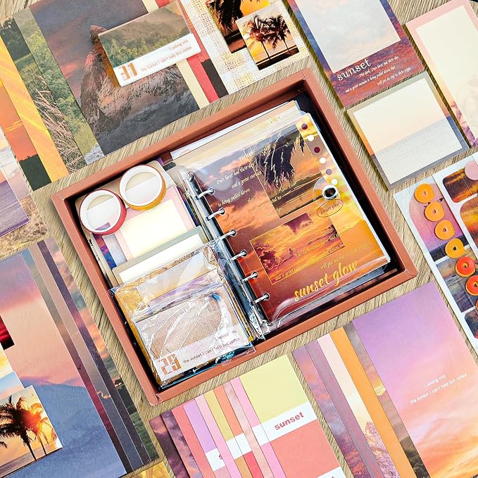 Scrapbooking Supplies Kit, A6 Grid Notebook, Vintage Junk Journaling Kit