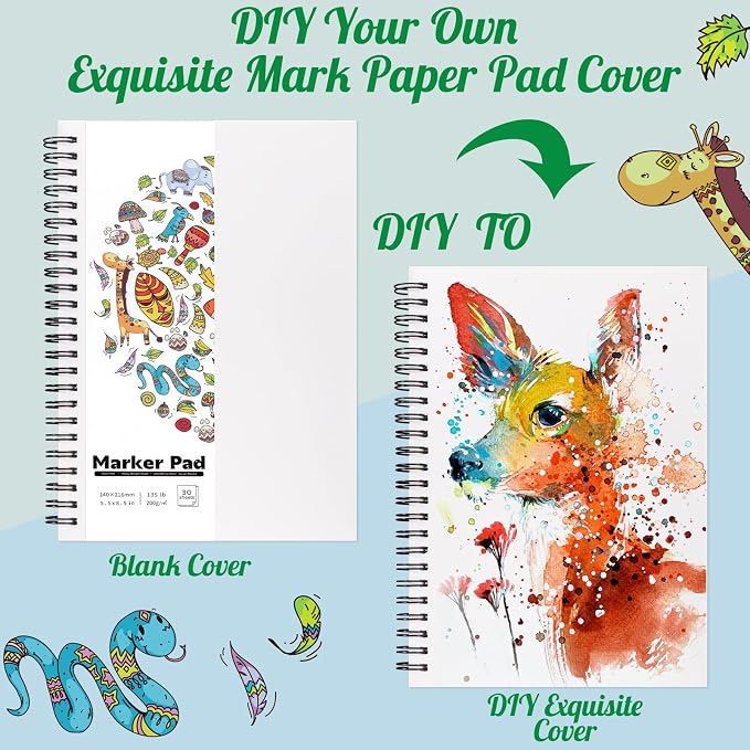 5.5 × 8.5 Inch Marker Paper Pad, 30 Sheets, 200gsm, Double-Sided