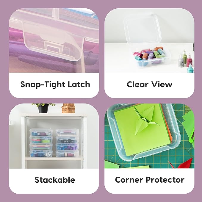 IRIS USA Scrapbook Case |Made in USA| Fits 6"x6" - Thick (8-Pack) - Clear