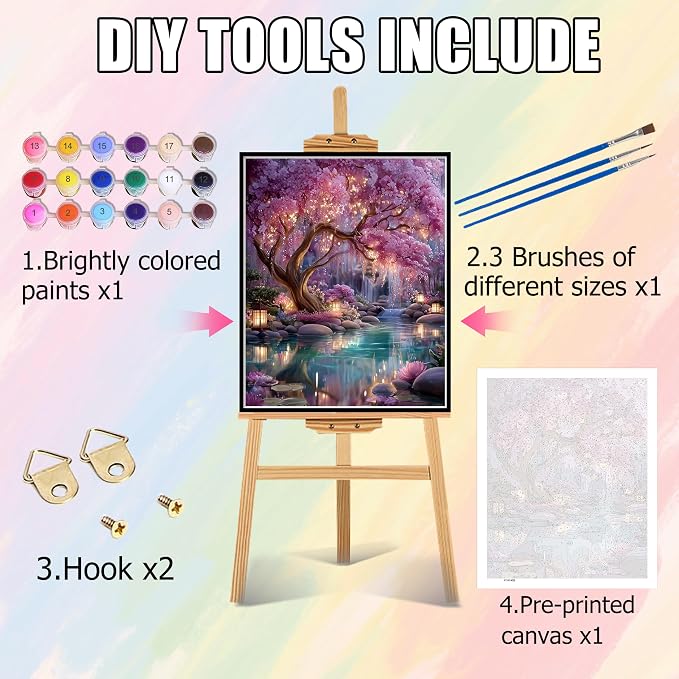 Dream Tree Paint by Numbers Kits for Adults,Paint by Number Adult 16x20inch | Include All Drawing Tools,The Numbers are Clear and Easy to Read,Tree Paint by Numbers for Adults Wall Decor and Gifts