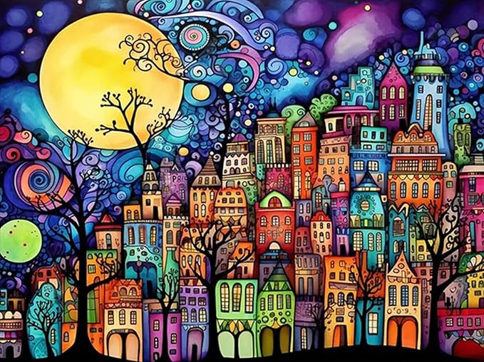Meothan Diamond Art Kits for Adults Dream Town Diamond Painting Kit 12x16in