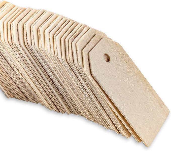Super Z Outlet 50 Pack Unfinished Natural Wood Rectangle Blank Pieces Wooden Tags Slices for Arts & Crafts, Painting DIY Decorations, Embellish, Burning & Staining (2 1/4" x 1 1/4" Tag)