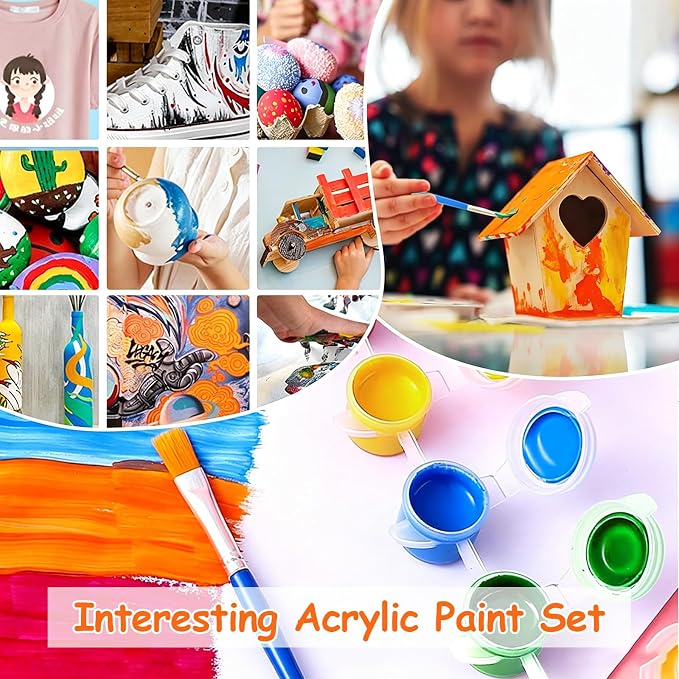40 Pack Mini Acrylic Paint Set,6 Colors Acrylic Paints Strips for Adults Craft Paint, 320 PCS Painting Kit Container Strips Storage, Perfect for Home Birthday Classroom Party Favors