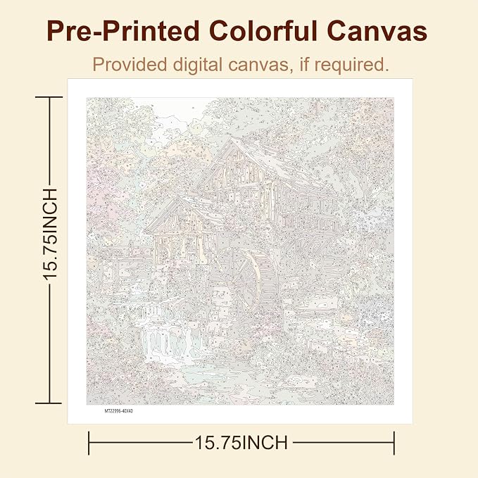 Gemozaic Rustic Cabin Paint by Numbers Kit for Adults, 16 x 16 in, Unframed | Retro Wooden House Adult's Paint by Number, Farmhouse DIY Acrylic Numbers Painting, Color by Number for Home Wall Decor, Gift