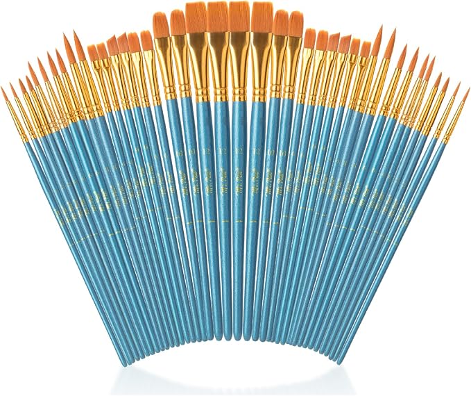 Mr. Pen- Acrylic Paint Brushes Set, 40 Pack, Round & Pointed Tip
