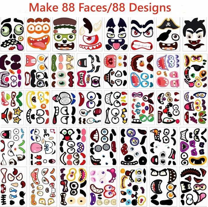 88Pack Halloween Pumpkin Decorating Stickers, Pumpkin Painting Kit Decor