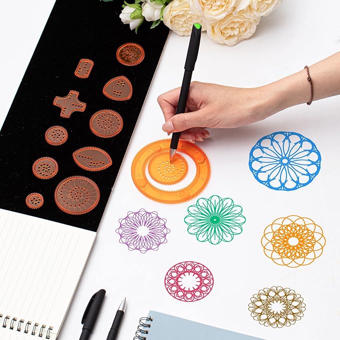 Chivao Spiral Art Kit Circle Stencils Drawing Tool Geometric Ruler,Vivid