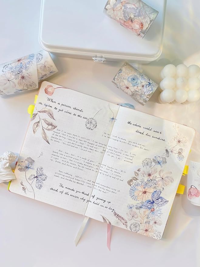WT Frostbloom Wide PET Tape, Single Roll, Original Winter Floral Designs, Clear Transparent Adhesive Tape – Not Pre-Cut, for Junk Journals, Scrapbooks, Bujo, Planners, DIY Crafts, Art Stationery