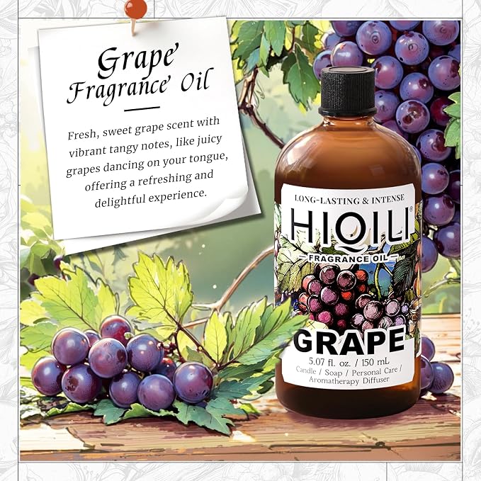 HIQILI Grape Fragrance Oil for Diffusers, Perfume & Room Spray - 5.07 Fl Oz