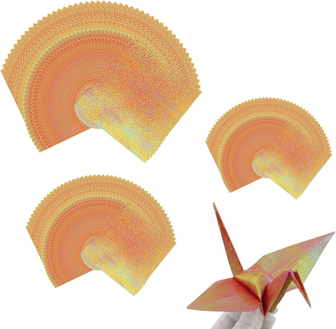 150 Sheets Origami Paper, Square Glitter Cardstock Shiny Laser Paper, Cute Romantic Craft Supplies for Handicrafts Craft Party Decor, 3 Types x 50 Sheets (7.87", 5.91", 3.94")