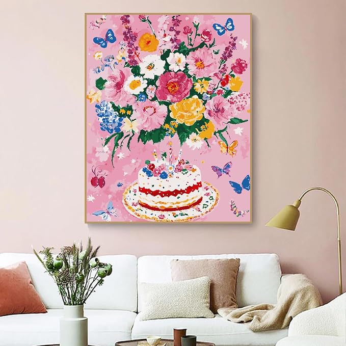 ZRIZQ Flowers Paint by Numbers Kit for Adults Beginner,Birthday,16x20