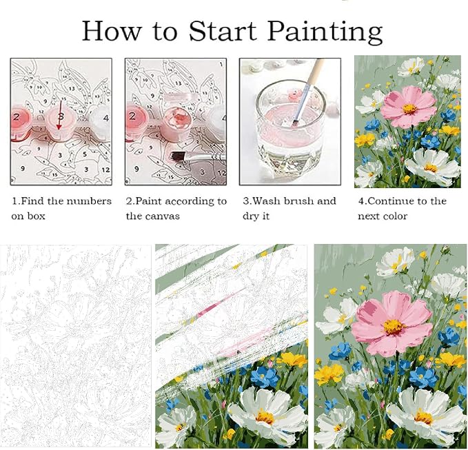 ZRIZQ Flowers Paint by Numbers Kit for Adults Beginner,Wildflowers,16x20