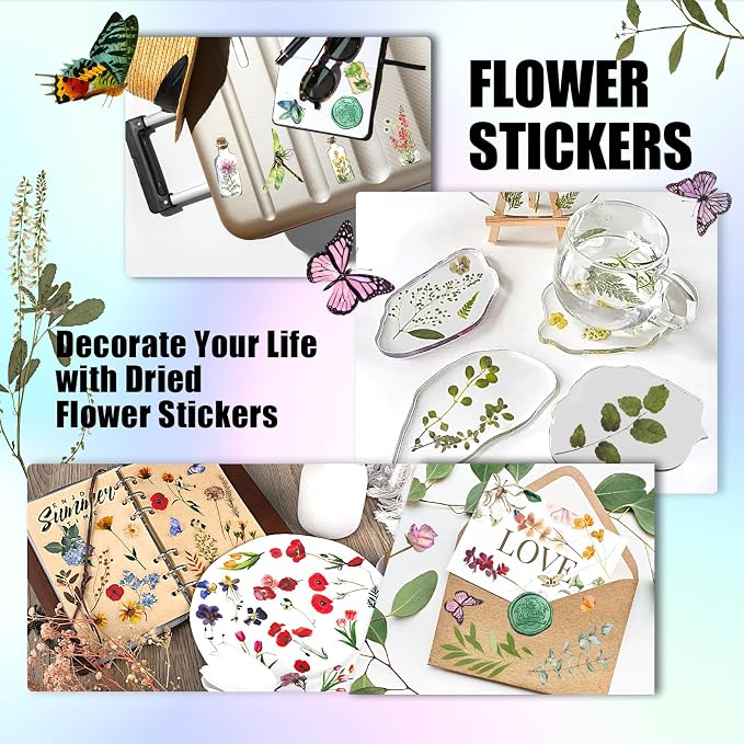 Arme Scrapbook Flower Stickers Floral Stickers(1466+PCS, 110 Sheets)