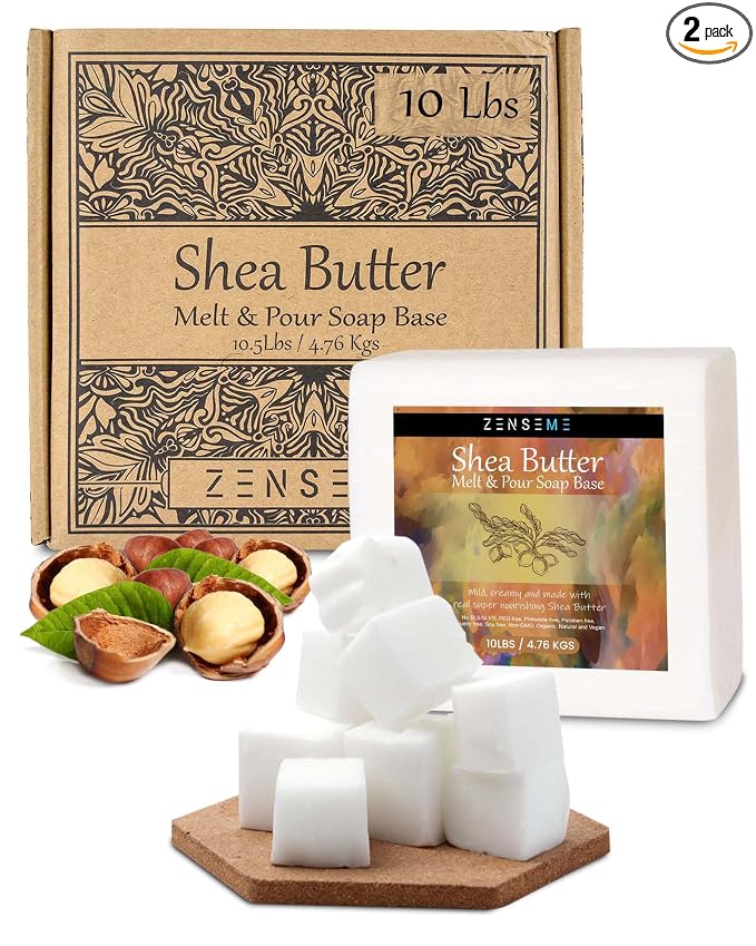 10 LBS Shea Butter Soap Base Moisturizing Melt & Pour Soap Making Supplies | SLS/SLES Free - For Crafting - Easy & Gentle to Cut & Work With for DIY Crafting for Soapmaker