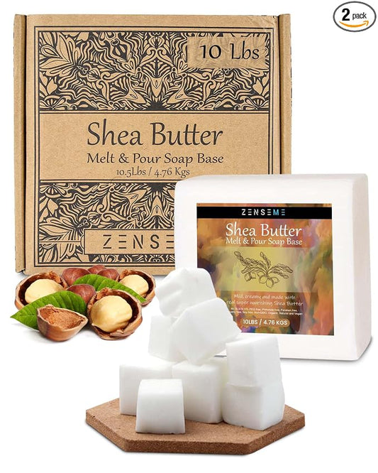 10 LBS Shea Butter Soap Base Moisturizing Melt & Pour Soap Making Supplies | SLS/SLES Free - For Crafting - Easy & Gentle to Cut & Work With for DIY Crafting for Soapmaker