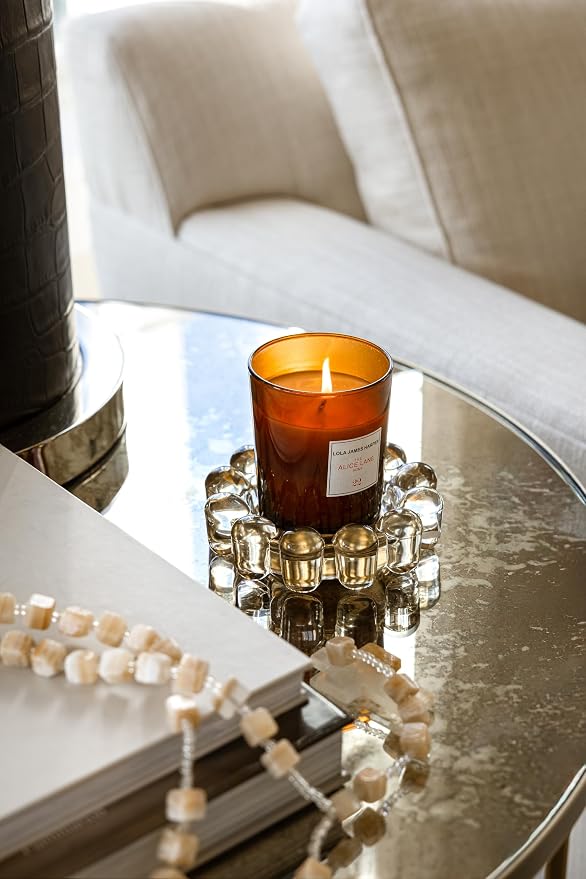 Alice Lane Home Collection Original Amber Glass Small Bubble Candle Dish | Votive and Candle Plate, Diffuser Base, Wax Catcher, Decorative Tray, Jewelry Catchall, Decorative Tabletop Accent