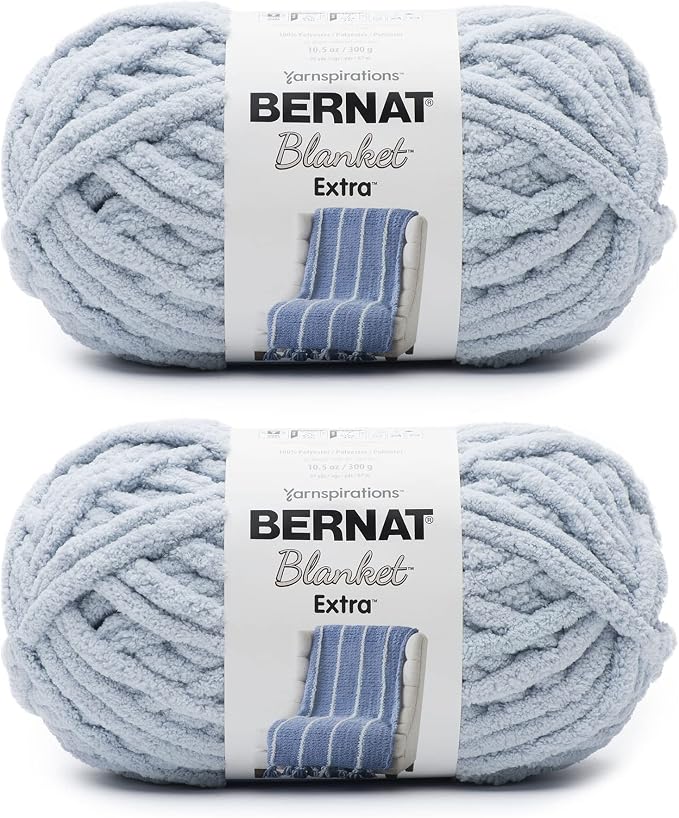 Bernat Blanket Extra, Chunky Yarn for Crocheting, Softened Blue, 2-Pack