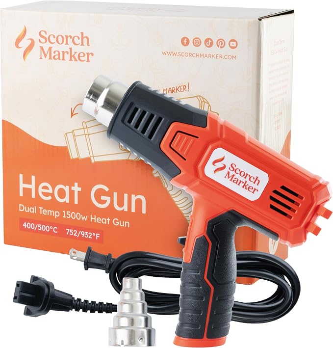 Scorch Marker Craft Heat Gun, 1500W Hot Air Tool for Wood Burning Projects