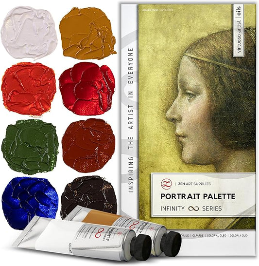 ZenART Professional Oil Paint Set - Artist Grade Portrait Colors - 8x50ml | Skin & Earth Colors - Non-Toxic Large Tubes, Buttery Consistency, Rich Pigments, Lightfast Oil Paints for Artists & Beginners