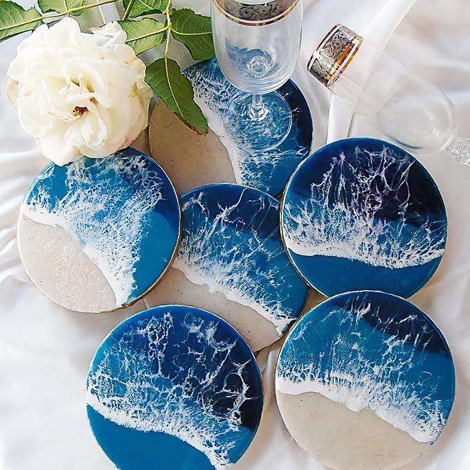 6 PCS Thickened Coaster Resin Molds for Epoxy Resin Casting, DIY Coasters, Bowl Mats, Candle Holders, Home Decoration