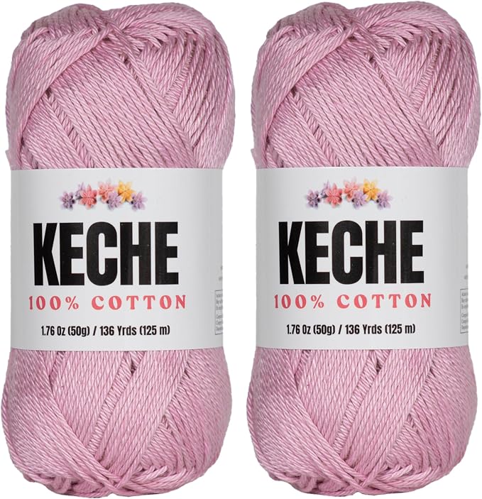 Cotton Yarn - 100% Cotton Yarn for Crocheting and Knitting, Mercerized Cotton Amigurumi Yarn Fine-Sport 2 1.76 oz (50g) / 136 Yrds (125 m) 2 Skeins - Lilac