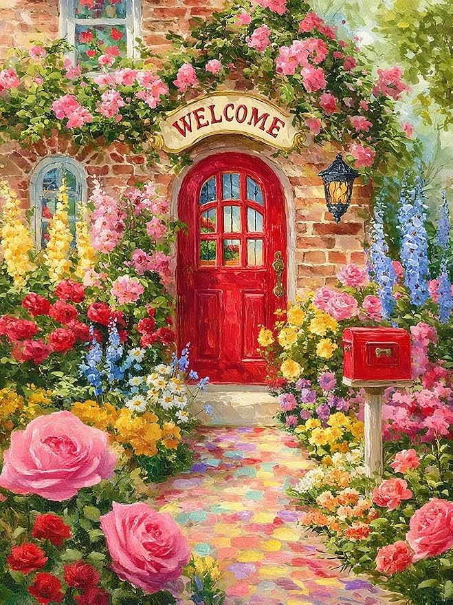 ZRIZQ Flowers Paint by Numbers Kit for Adults Beginner,Garden,16x20