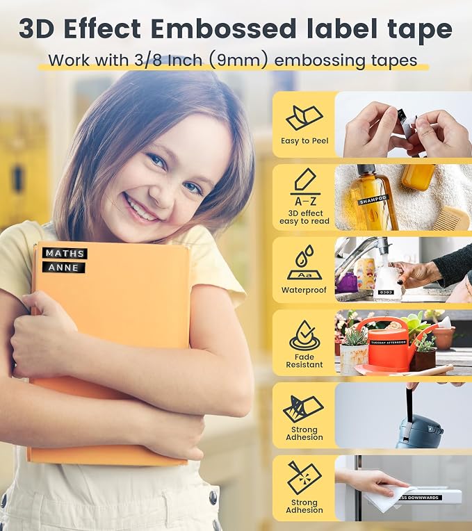 Embossing Label Maker, Vintage Embossed Label Maker Machine with Tapes 9mm