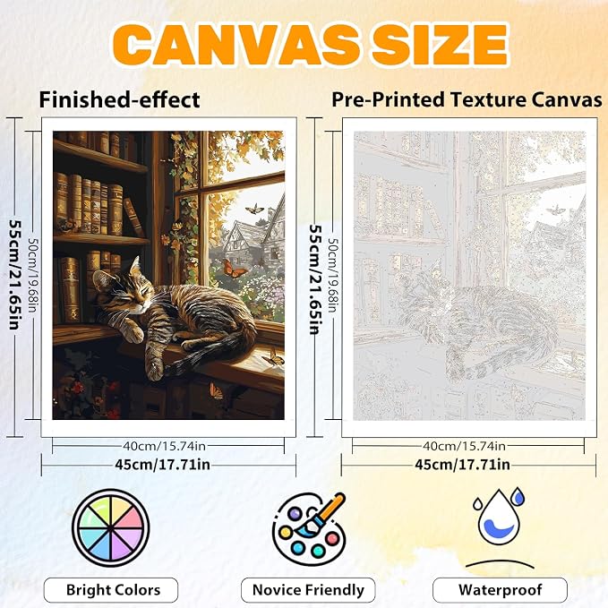 CRZMODE Cat Paint by Numbers Kit for Adults, Sleeping Cat Paint by Numbers for Adults, Acrylic Painting Crafts for Home Decor Gift (16x20inch)