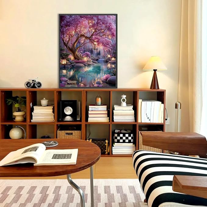 Tree of Life Paint by Number Adult with Frame Wooden Easel,Adult Paint by Numbers Tree of Life,Paint by Numbers Kit for Adults,DIY Acrylic Paint by Numbers for Adults Home Wall Decor 12x16inch