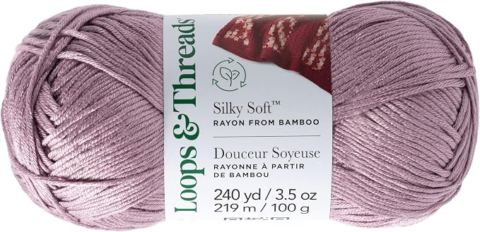 Loops & Threads Silky Soft Yarn - Yarn for Knitting, Crochet, Weaving, and Arts & Crafts - Pink, Bamboo, 3.5 oz
