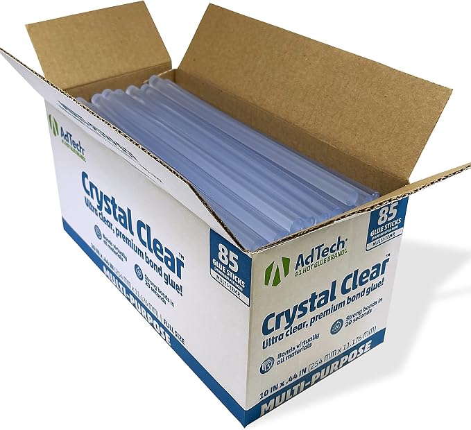 AdTech Hot Glue Sticks, 10" Full Size, Clear - Multi-Temp for High, Low, Dual Temp Glue Guns, Quick Bonding for Crafting, DIY, and Repairs - Made in USA