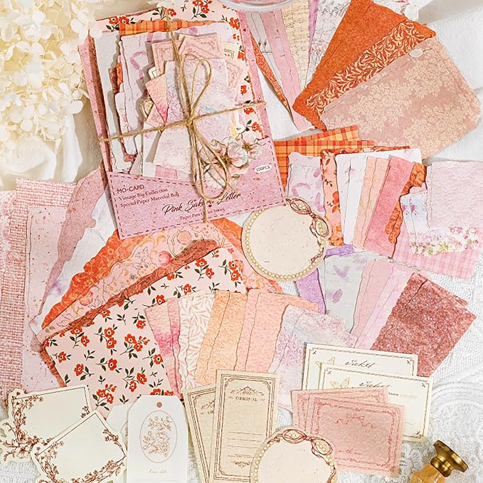100 Sheets Vintage Scrapbook Papers Journaling Scrapbooking Supplies Kit junk journal supplies Decorative Craft Paper for Planner, Collage Paper Embellishment