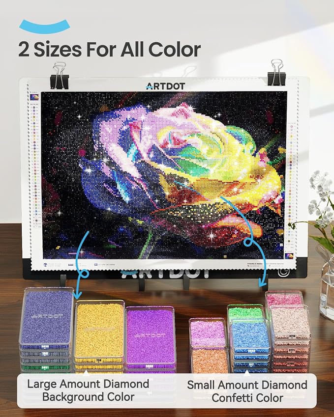ARTDOT 60-Piece Diamond Art Storage Trays Kits for Adults with Lids, 2-in-1 Stackable Diamond Painting Accessories and Tools
