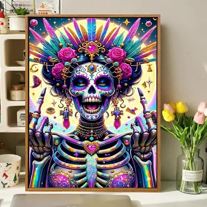 Skull Paint by Numbers Kit for Adults, Adult Paint by Number Kits 16x20 in | Paint by Numbers Kit for Adults, Acrylic Painting by Numbers, DIY Arts and Crafts for Gifts or Home Decor