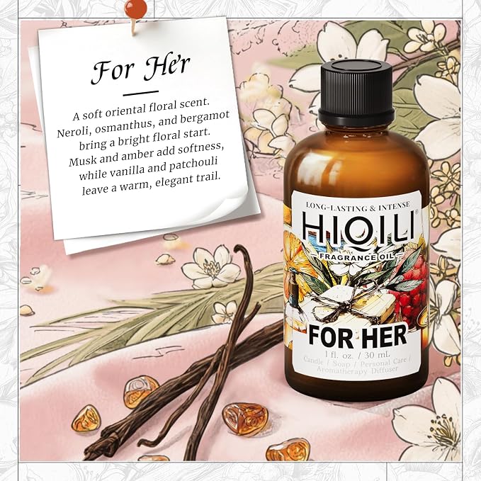 HIQILI for Her Fragrance Oil for Candle Making, Bath Bombs, Soap Making Supplies, Add to Body Lotion, Women Scented Oil - 1.0 Fl Oz(Pack of 1)