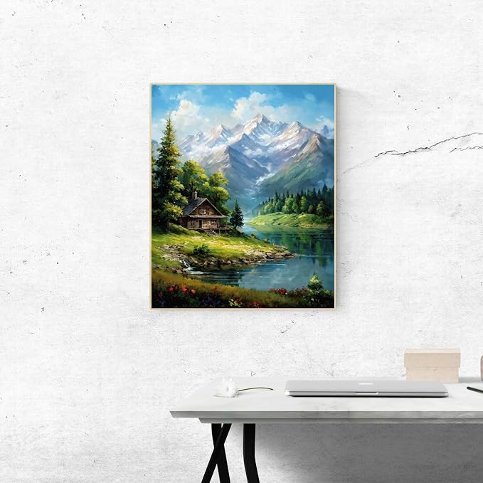 Mountain Paint By Numbers Kit For Adults Landscape Adult Paint By Number Kits Canvas Painting Kit For Beginner Adults' Paint-By-Number Kits Oil Painting Kits For Gift Home Wall Decor 16x20 Inch