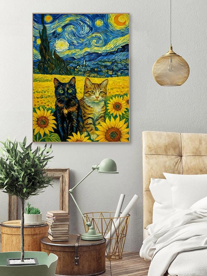 askkqtx Cat Diamond Art Kits for Adults 12x16 Inch