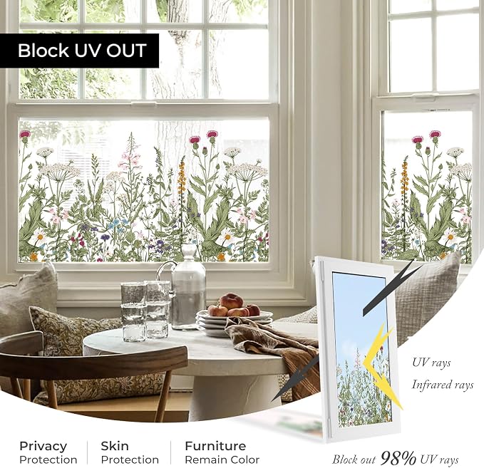 ADD.HERES Stained Glass Window Film, Window Film Decorative, 17.5 x 78.7 in